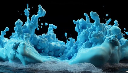 Wall Mural - Vibrant purple and blue abstract forms set against a dark backdrop
