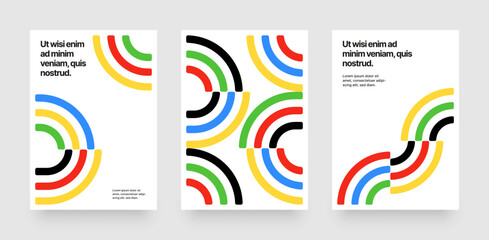 Wall Mural - Colored lines design for poster, cover or background. Template with abstract running track for competition, championship or sports event. 