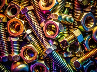 Wall Mural - surreal close-up of nuts & bolts, abstract composition, conceptual photography