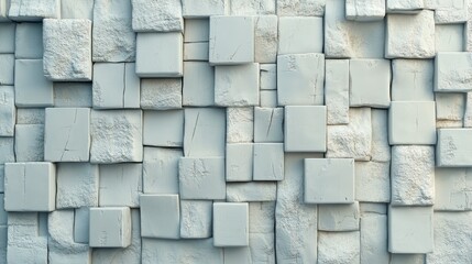 The background image is a futuristic, polished wall with tiles, accompanied by a white wallpaper with 3D square blocks, created using 3D rendering techniques