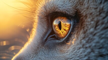 Poster - Close-up of a dog's eye reflecting sunset.