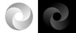 © Mykola Mazuryk - Spiral with lines in circle. Abstract geometric art line background, logo, icon, design element. A black figure on a white background and an equally white figure on the black side.