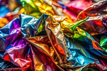 Canvas Print - crumpled metallic foil texture with vibrant rainbow tones