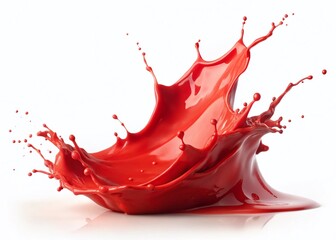 Wall Mural - Vibrant Red Paint Splash on White Background - Abstract Art Texture