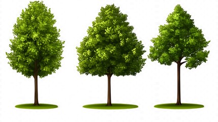 three trees standing, sunny spring, graphic resource
