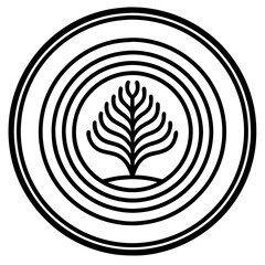 Wall Mural - a tree emblem or logo design, symbolizing growth and nature inside concentric circles vector illustr