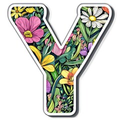 Wall Mural - Floral 'Y' Letter: An artistic representation of the letter 