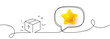 © blankstock - Delivery box line icon. Continuous line with 3d star. Logistics shipping sign. Parcels tracking symbol. 3d star in speech bubble. Package single line ribbon. Loop curve pattern. Vector