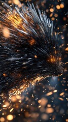 Wall Mural - a detailed close up view of a spiky animal with sparks