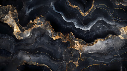 Wall Mural - Deep black onyx background with subtle veining and polished surface, onyx texture, design element. Polished Onyx. Illustration