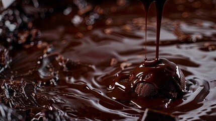 Aufkleber - Melted chocolate cascading over ice cream, creating a decadent treat with rich flavors and visually appealing texture Generative AI