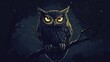 © AlfaSmart - Enigmatic night owl perched on branch under starry sky for mystical nature design