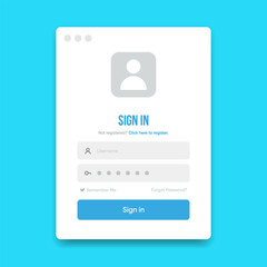 Aufkleber - Set of Sign Up and Sign In forms. Registration and login forms page. Professional and User-friendly web and UI UX design elements. Modern Sign in and Register page. Username, email and password.
