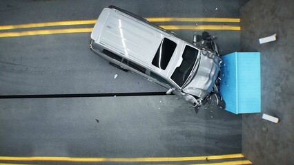 Wall Mural - generic 3d car crash test. car destruction.3d rendering.