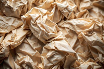 Canvas Print - beige crumpled fabric with abstract folds resembling paper texture