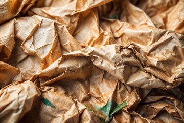 Canvas Print - abstract texture of brown crumpled paper in close up