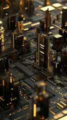 Wall Mural - futuristic digital city represented with buildings and technology