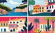 © Perfect Vector - Colorful Majorca Landscape with Traditional Architecture and Scenic Coastal Views