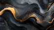 © Thiago - Opulent liquid art background in smoky hues and gleaming gold accents. Gleaming Ebony. Illustration