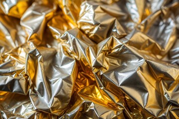 Wall Mural - golden foil with rich crumpled paper texture and luxurious shine