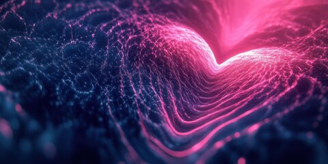 Wall Mural - abstract rendered visualization of flowing bright pink and blue lights