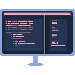 Program code on computer screen vector icon