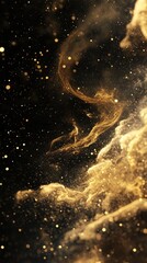 Wall Mural - a dark background with floating golden particles and nebulas