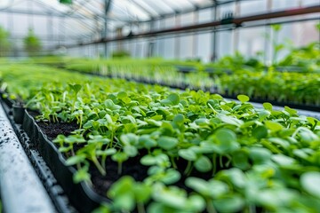 Poster - Nurturing microgreens under efficient drip irrigation in a greenhouse Generative AI