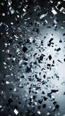 Wall Mural - floating small shimmering confetti pieces appear in a blurry silver background