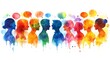 © Nure - Colorful Watercolor Vector of People with Speech Bubbles – Dynamic Conversation and Discussion Concept for Social Media