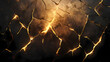 © Thiago - Cracked dark stone emits bright golden light; a mystical abstract background. Mystic Fracture. Illustration
