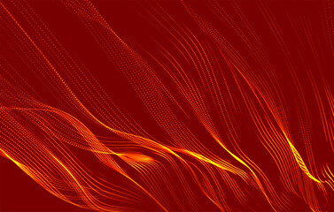 Wall Mural - Dynamic wave of glowing dots. Futuristic dot wave of bright particles. Weave effect. Futuristic background for presentation design. 3d rendering.
