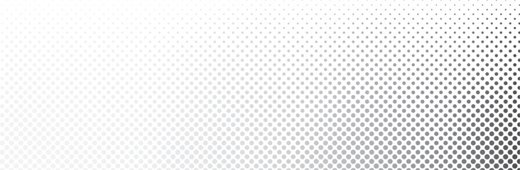 Aufkleber - Abstract black and white halftone pattern with circular dots creating a smooth gradient effect, modern geometric background for digital and print design