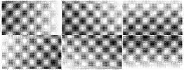Halftone pattern collection presents six unique dot textures in grayscale
