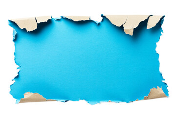 Wall Mural - torn paper with bright blue background and jagged edges