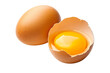 © Maestro - Fresh brown egg with cracked shell and yolk on transparent background