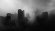 © At My Hat - A monochrome shot shows buildings shrouded in dense, ominous fog. Perfect for conveying mystery, isolation, or dark urban landscapes.