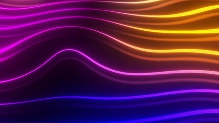 Wall Mural - vibrant neon curves flow smoothly, creating a glowing light effect against a black background. fluid