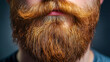 © Aliaksandr - Red beard and moustache. Close-up of a well-groomed ginger beard and styled mustache against a dark background. Concept for masculinity, male grooming, facial hair styles, hipster culture, and beard c