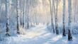 © Timeless Touch - Tranquil Winter Forest Scene with Snow-Covered Trees and Soft Light Filtering Through Leaves
