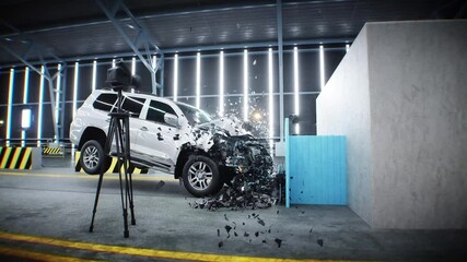 Wall Mural - car crash test stop time. safety concept.
