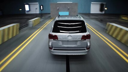 Wall Mural - generic 3d car crash test. car destruction. realistic 4k animation.