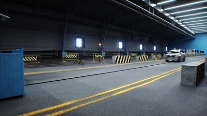 Wall Mural - generic 3d car crash test. car destruction. realistic 4k animation.