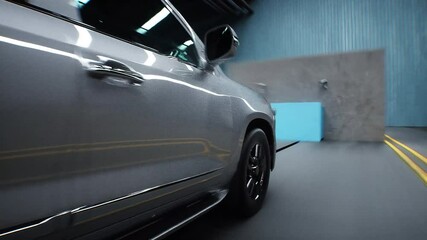 Wall Mural - generic 3d car crash test. car destruction. realistic 4k animation.