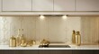 © Rizka - Modern gold kitchen with stylish backsplash