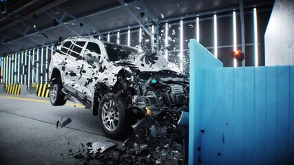 Wall Mural - car crash test stop time. safety concept.