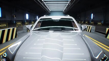 Wall Mural - generic 3d car crash test. car destruction. realistic 4k animation.