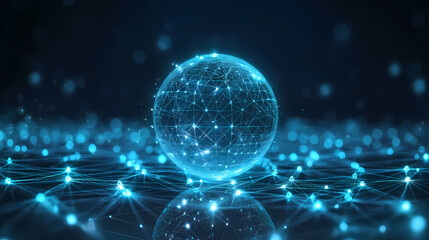Sci-Fi Glowing Blue Sphere in Network