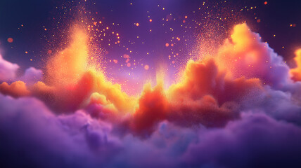 Wall Mural - the explosion of colorful powdery material evokes energy and excitement with vibrant scattered hues