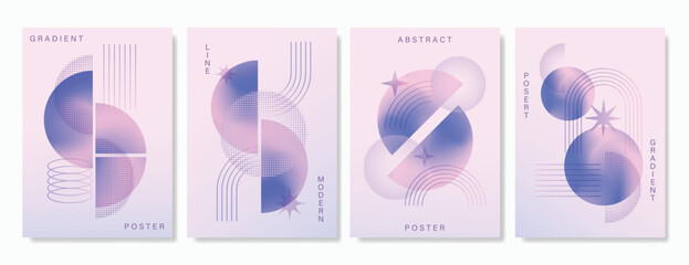 Wall Mural - modern gradient poster background vector set. minimalist cover template with vibrant perspective geo